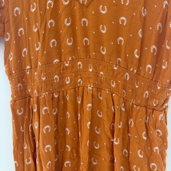 Idyllwind by Miranda Lambert XL Horseshoe Print Dress Smocked Waist V-Neck - Picture 3 of 11